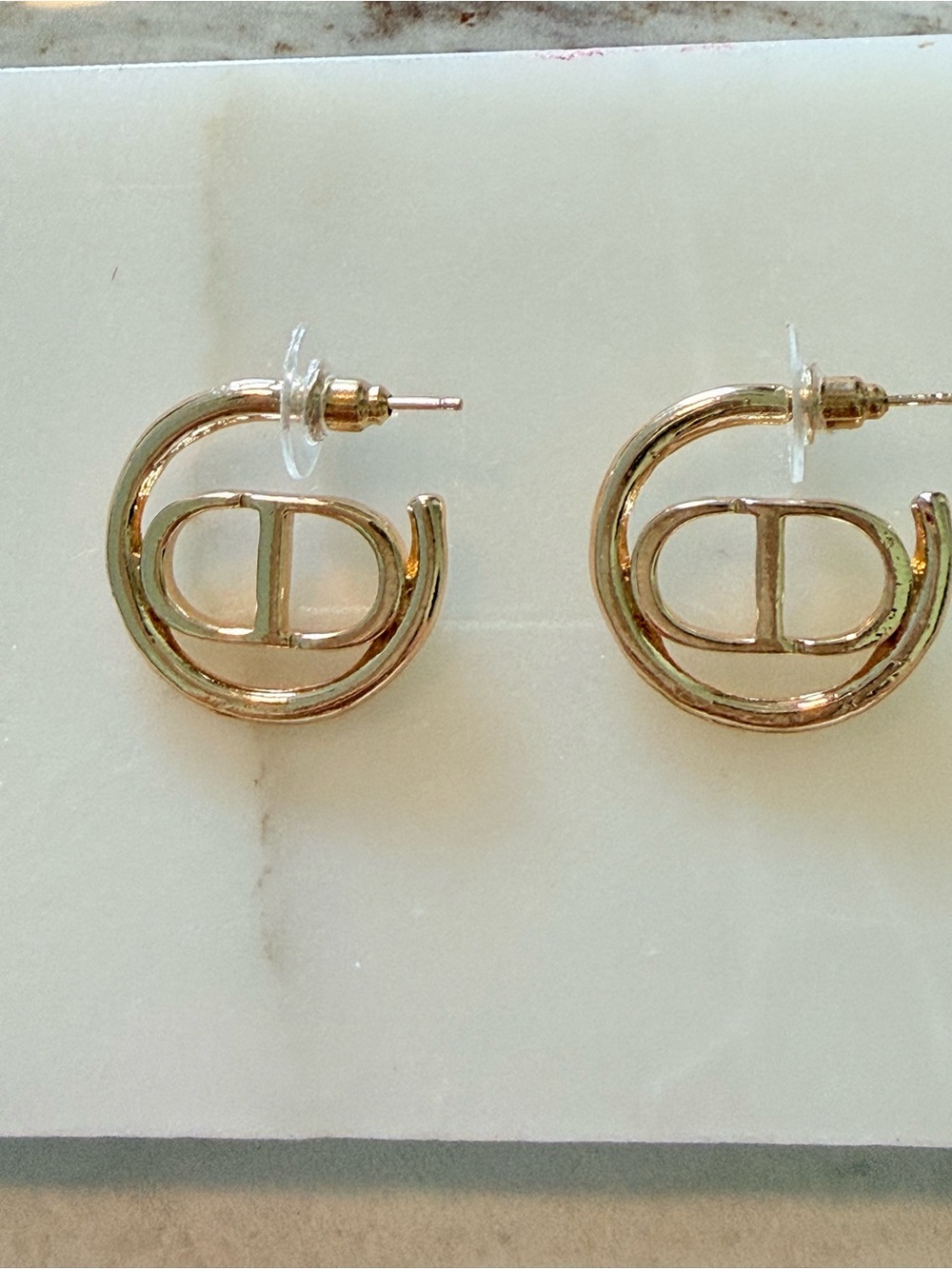 Gold Double-Loop Circle Stud Earrings - Women Jewelry